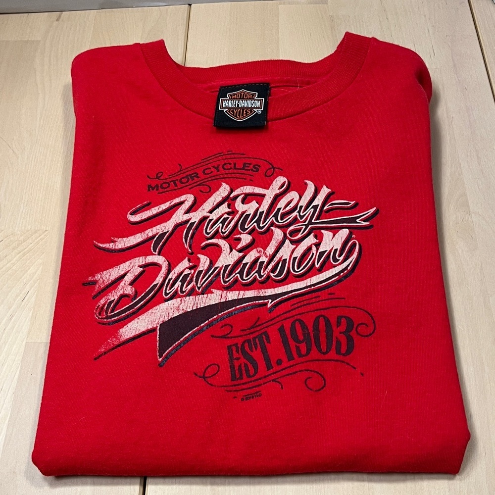 Harley Davidson Motorcycles Mile High Denver, CO Red Cotton Tee Youth XL EUC
